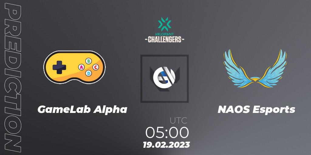 GameLab Alpha - NAOS Esports: прогноз. 19.02.2023 at 05:00, VALORANT, VALORANT Challengers 2023: Philippines Split 1