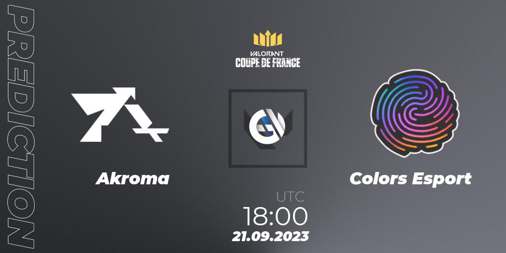 Akroma - Colors Esport: прогноз. 21.09.2023 at 18:00, VALORANT, VCL France: Revolution - Coupe De France 2023