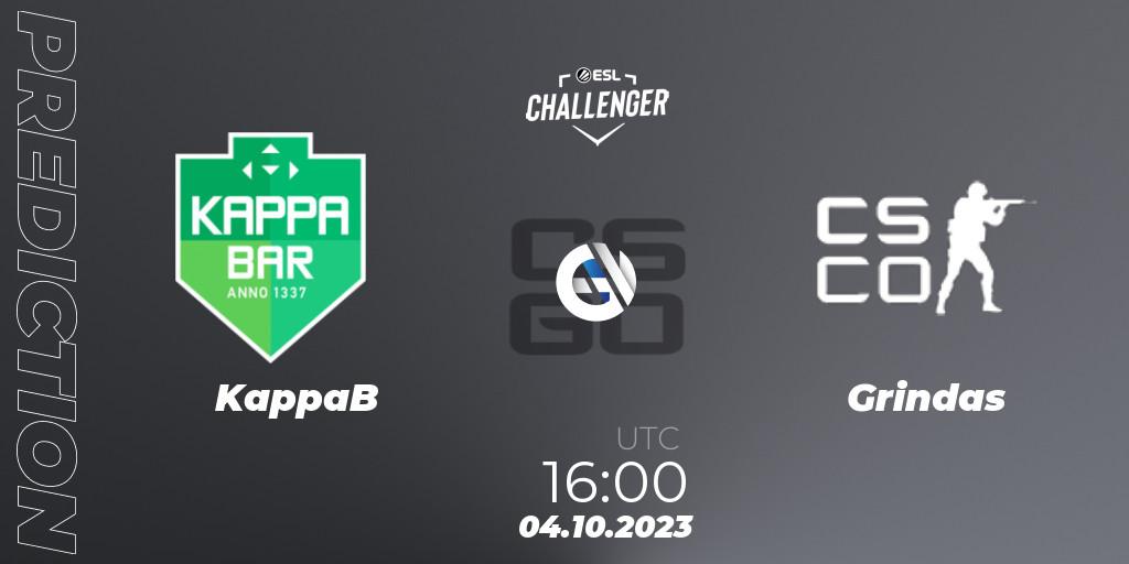 KappaB - Grindas: прогноз. 04.10.2023 at 16:00, Counter-Strike (CS2), ESL Challenger at DreamHack Winter 2023: European Open Qualifier