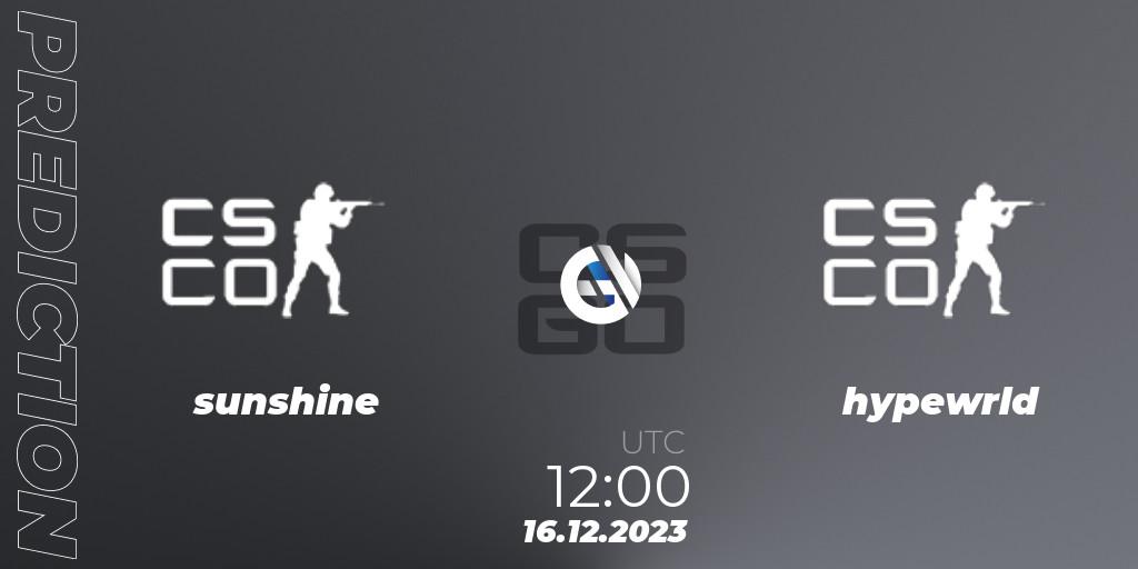 sunshine! - hypewrld: прогноз. 16.12.23, CS2 (CS:GO), kleverr Virsliga Season 1 Finals