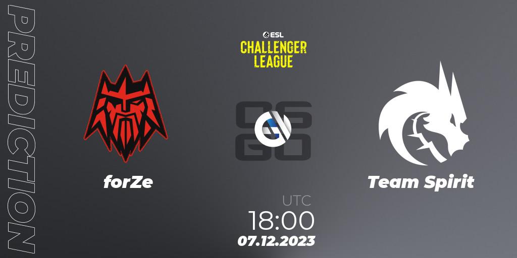 forZe - Team Spirit: прогноз. 07.12.2023 at 18:00, Counter-Strike (CS2), ESL Challenger League Season 46: Europe