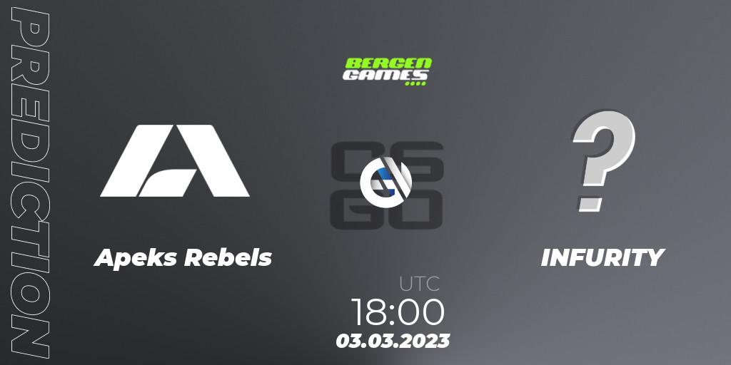 Apeks Rebels - INFURITY Gaming: прогноз. 03.03.23, CS2 (CS:GO), Bergen Games 2023