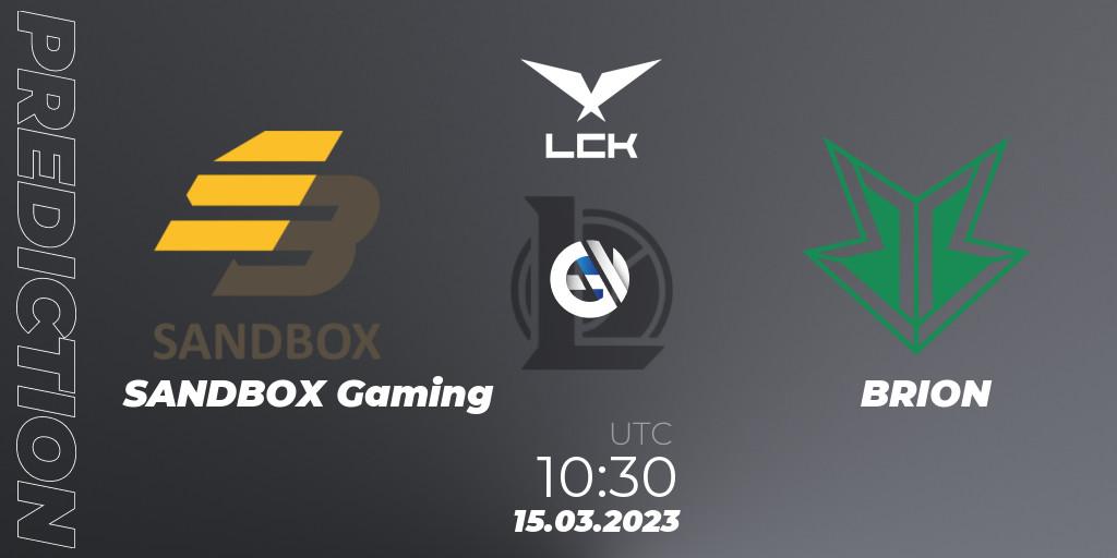 SANDBOX Gaming - BRION: прогноз. 15.03.2023 at 11:40, LoL, LCK Spring 2023 - Group Stage