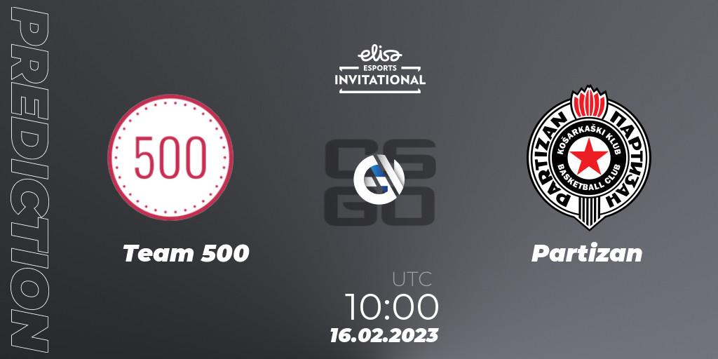 Team 500 - Partizan: прогноз. 15.02.2023 at 10:00, Counter-Strike (CS2), Elisa Invitational Winter 2023