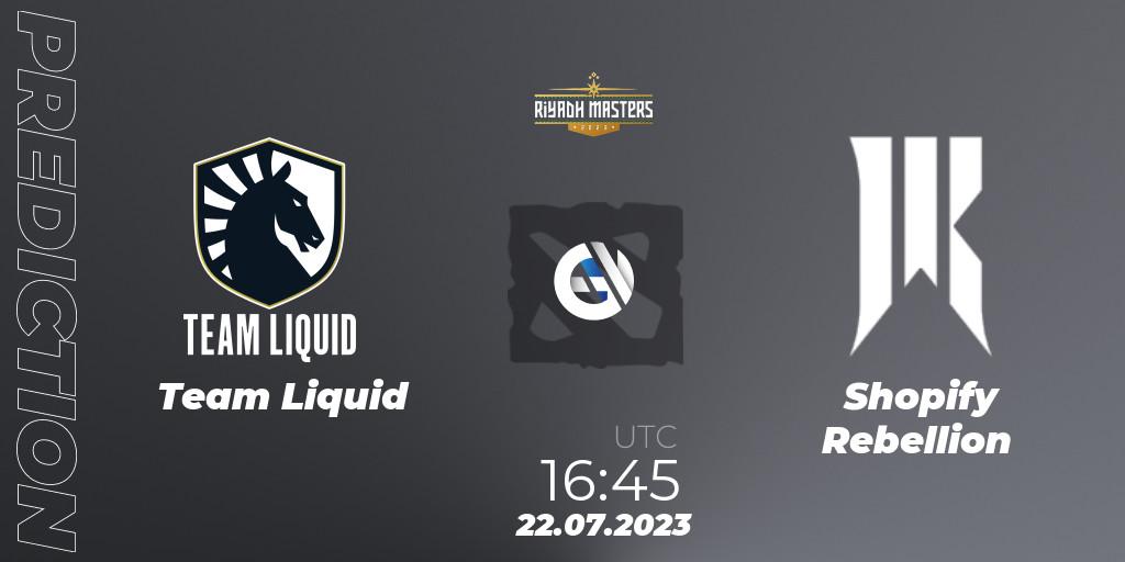 Team Liquid - Shopify Rebellion: прогноз. 22.07.2023 at 16:53, Dota 2, Riyadh Masters 2023 - Group Stage