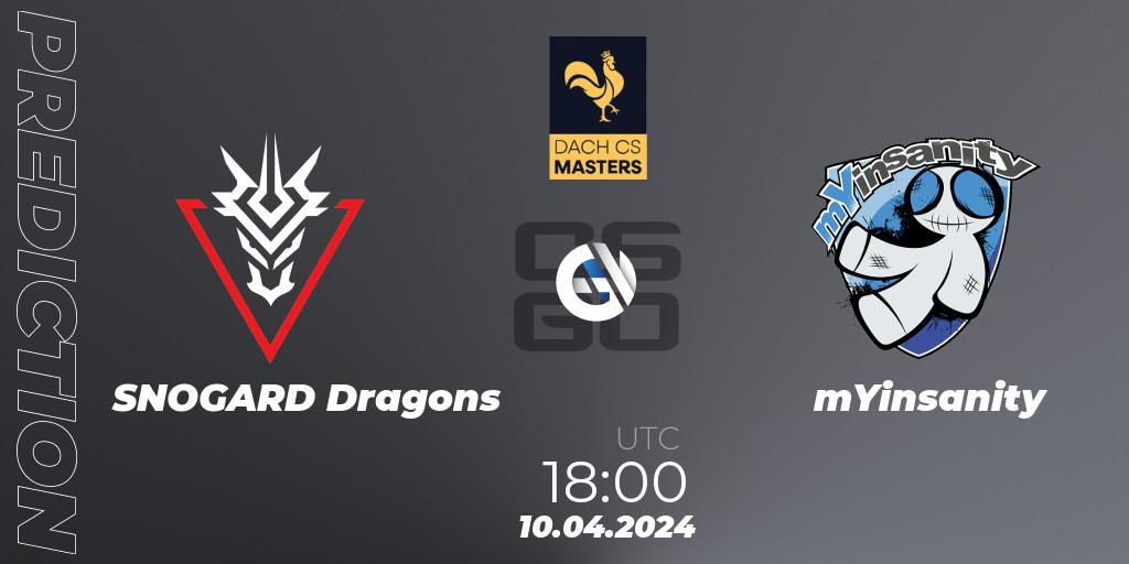 SNOGARD Dragons - mYinsanity: прогноз. 10.04.2024 at 19:00, Counter-Strike (CS2), DACH CS Masters Season 1