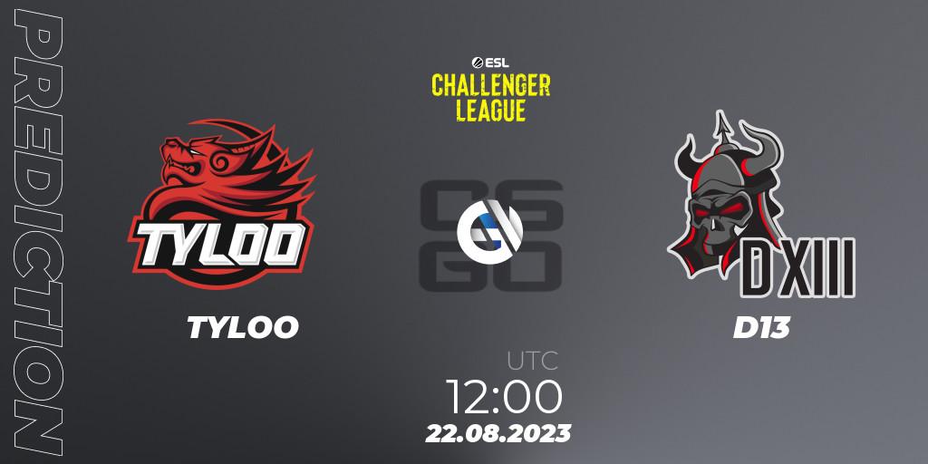 TYLOO - D13: прогноз. 22.08.23, CS2 (CS:GO), ESL Challenger League Season 46: Asia-Pacific