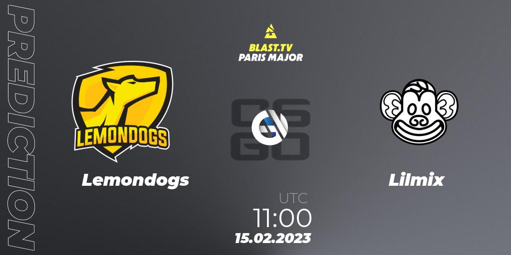 Lemondogs - Lilmix: прогноз. 15.02.2023 at 11:00, Counter-Strike (CS2), BLAST.tv Paris Major 2023 Europe RMR Open Qualifier 2