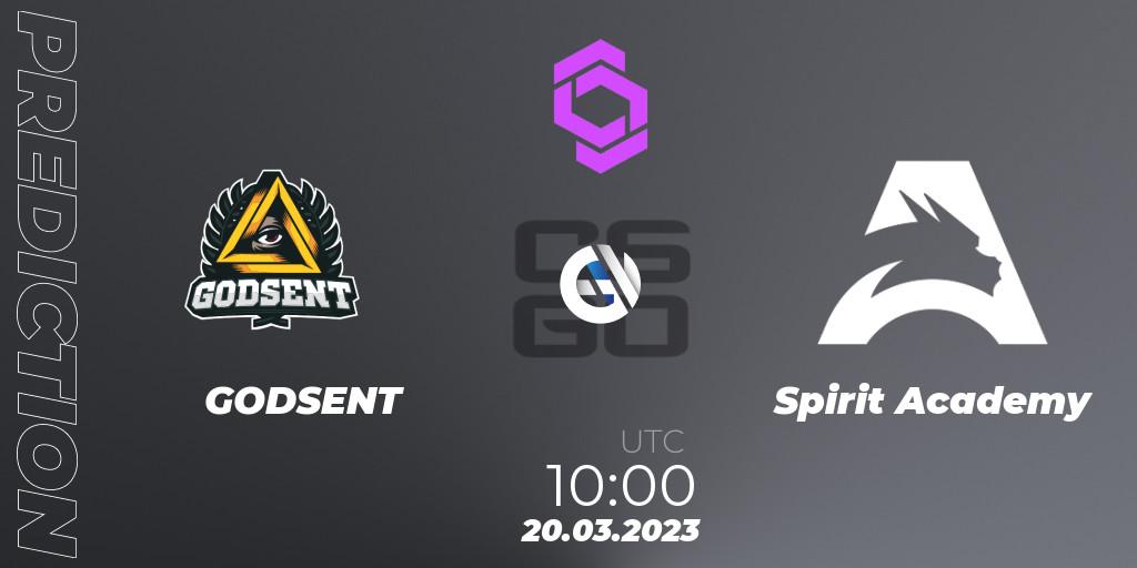 GODSENT - Spirit Academy: прогноз. 20.03.23, CS2 (CS:GO), CCT West Europe Series #2
