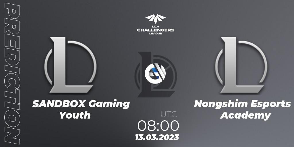 SANDBOX Gaming Youth - Nongshim RedForce Academy: прогноз. 13.03.2023 at 08:20, LoL, LCK Challengers League 2023 Spring
