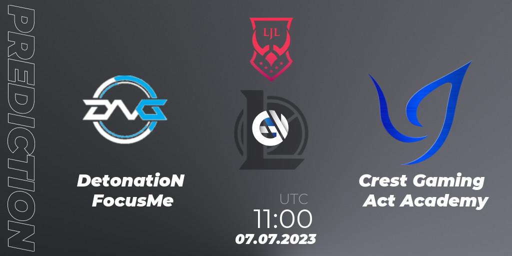 DetonatioN FocusMe - Crest Gaming Act Academy: прогноз. 07.07.23, LoL, LJL Summer 2023
