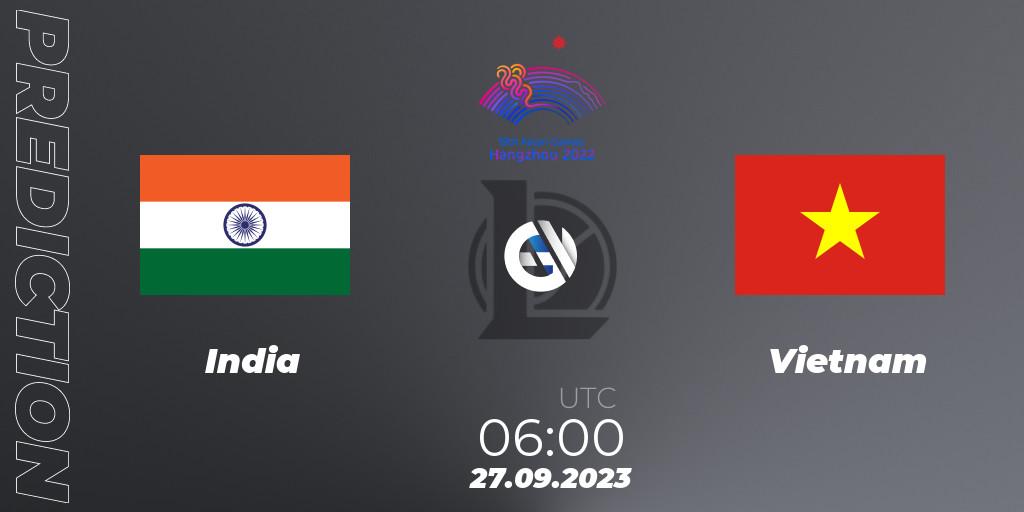 India - Vietnam: прогноз. 27.09.2023 at 06:00, LoL, 2022 Asian Games