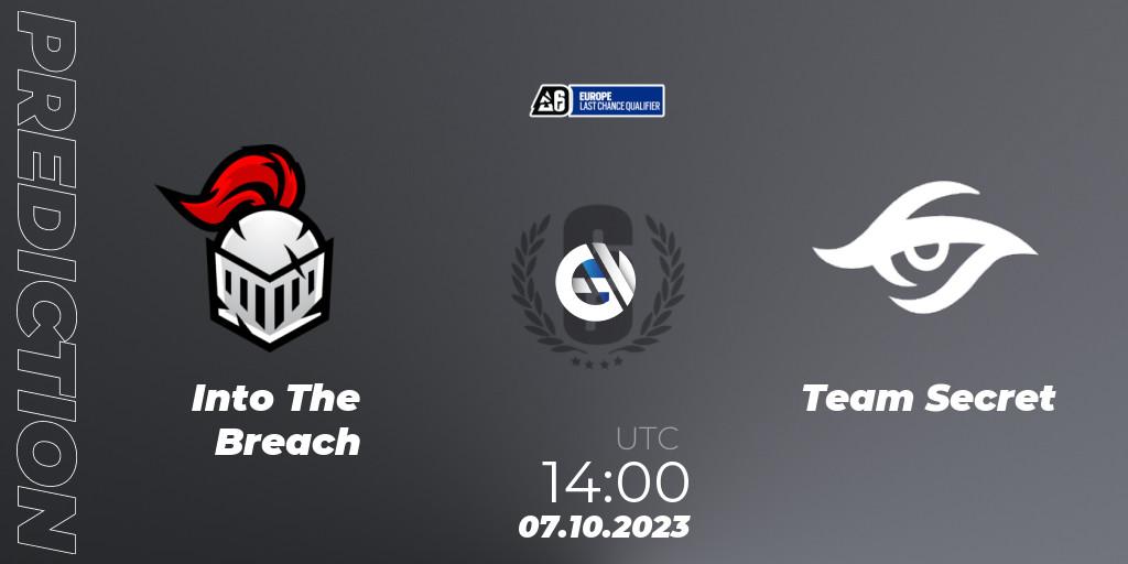 Into The Breach - Team Secret: прогноз. 07.10.2023 at 14:00, Rainbow Six, Europe League 2023 - Stage 2 - Last Chance Qualifiers