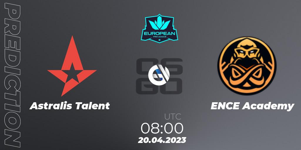 Astralis Talent - ENCE Academy: прогноз. 20.04.2023 at 08:00, Counter-Strike (CS2), European Pro League Season 7