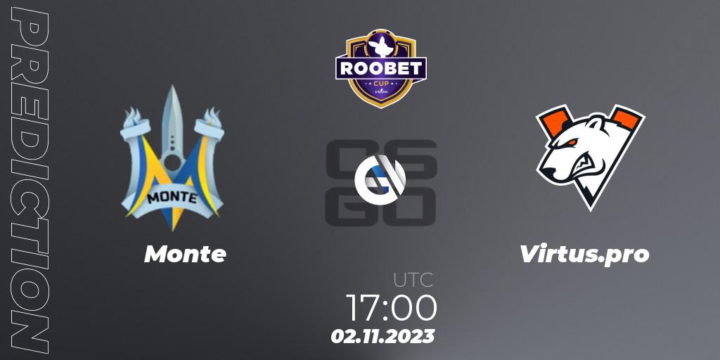 Monte - Virtus.pro: прогноз. 02.11.2023 at 17:00, Counter-Strike (CS2), Roobet Cup 2023