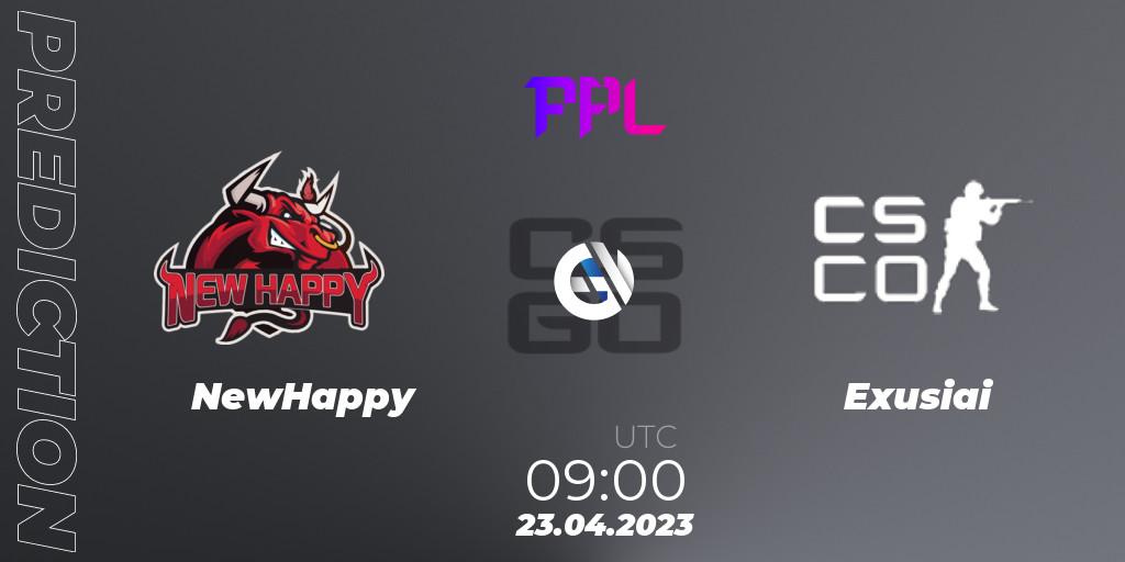 NewHappy - Exusiai: прогноз. 23.04.2023 at 09:00, Counter-Strike (CS2), Perfect World Arena Premier League Season 4: Challenger Division