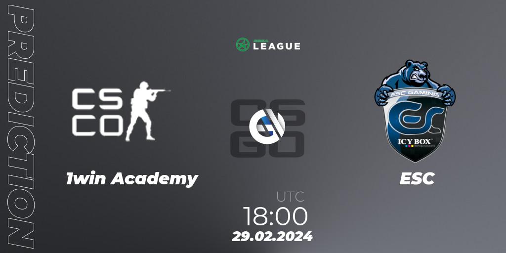 1win Academy - ESC: прогноз. 29.02.2024 at 18:00, Counter-Strike (CS2), ESEA Season 48: Advanced Division - Europe