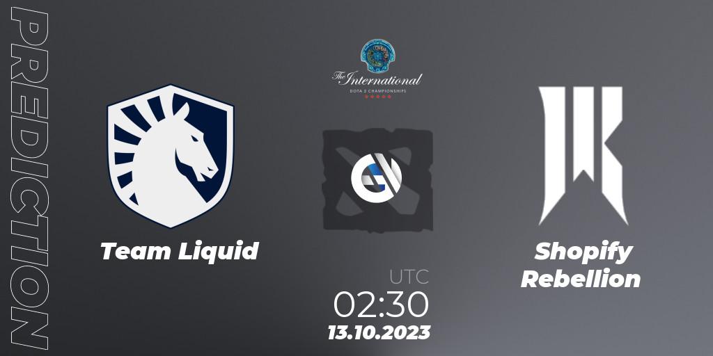 Team Liquid - Shopify Rebellion: прогноз. 13.10.2023 at 02:49, Dota 2, The International 2023 - Group Stage