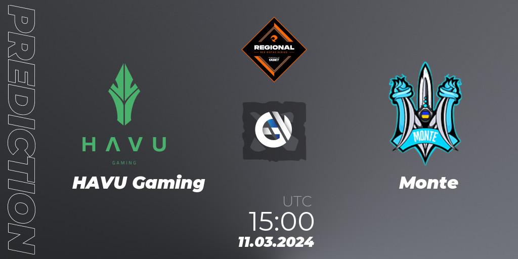 HAVU Gaming - Monte: прогноз. 11.03.2024 at 15:00, Dota 2, RES Regional Series: EU #1