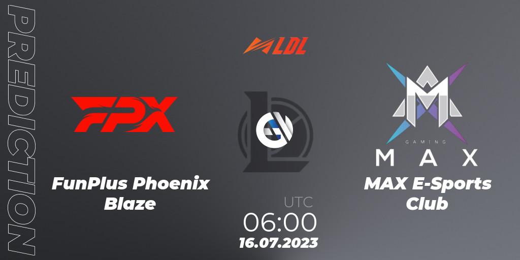 FunPlus Phoenix Blaze - MAX E-Sports Club: прогноз. 16.07.2023 at 06:00, LoL, LDL 2023 - Regular Season - Stage 3
