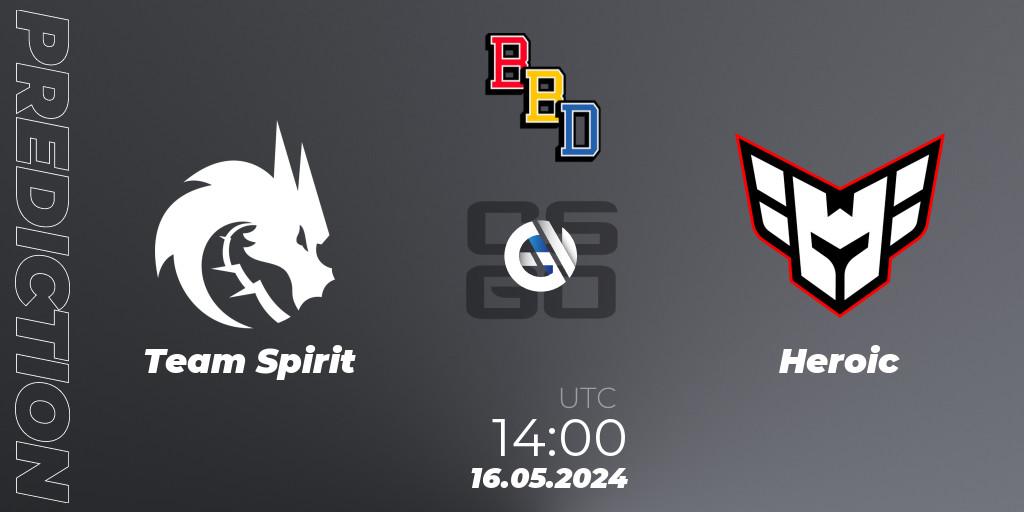 Team Spirit - Heroic: прогноз. 16.05.2024 at 14:15, Counter-Strike (CS2), BetBoom Dacha Belgrade 2024