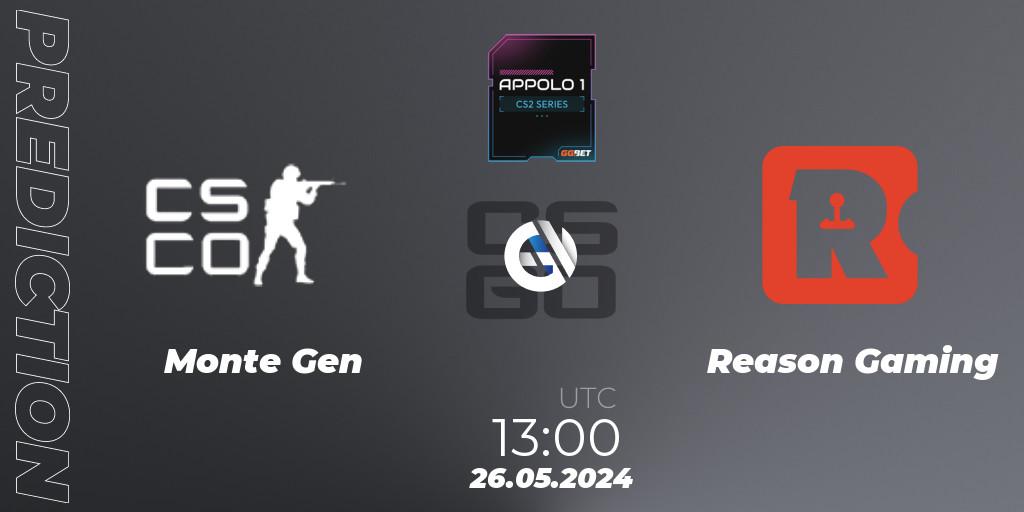 Monte Gen - Reason Gaming: прогноз. 26.05.2024 at 13:00, Counter-Strike (CS2), Appolo1 Series: Phase 2