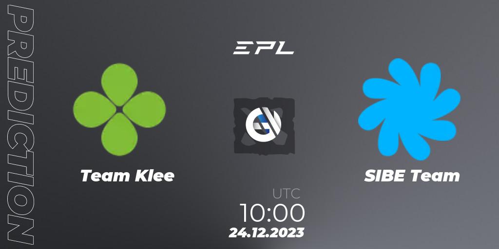Team Klee - SIBE Team: прогноз. 25.12.2023 at 10:04, Dota 2, European Pro League Season 15