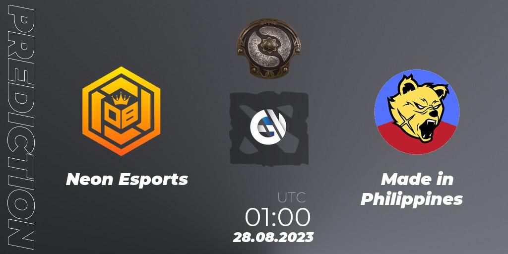 Neon Esports - Made in Philippines: прогноз. 28.08.2023 at 01:02, Dota 2, The International 2023 - Southeast Asia Qualifier