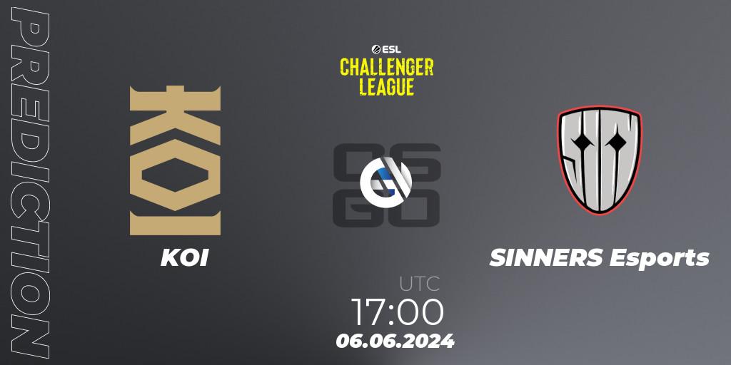 KOI - SINNERS Esports: прогноз. 06.06.2024 at 17:00, Counter-Strike (CS2), ESL Challenger League Season 47: Europe