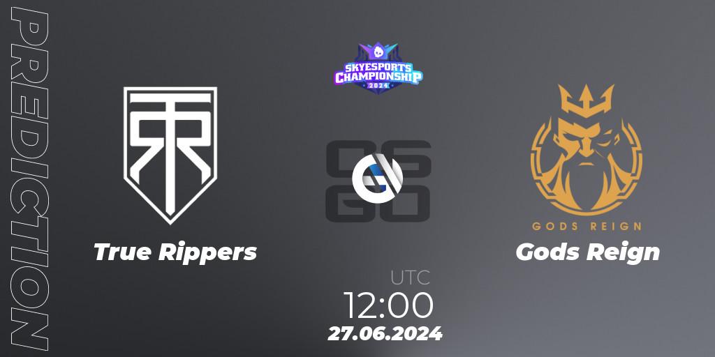 True Rippers - Gods Reign: прогноз. 27.06.2024 at 12:35, Counter-Strike (CS2), Skyesports Championship 2024: Indian Qualifier