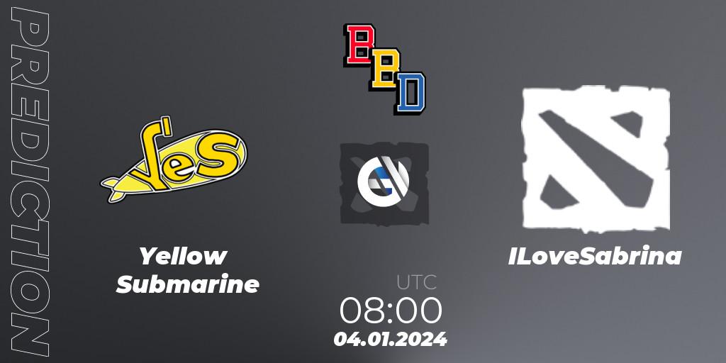 Yellow Submarine - ILoveSabrina: прогноз. 04.01.2024 at 08:00, Dota 2, BetBoom Dacha Dubai 2024: EEU Open Qualifier #1