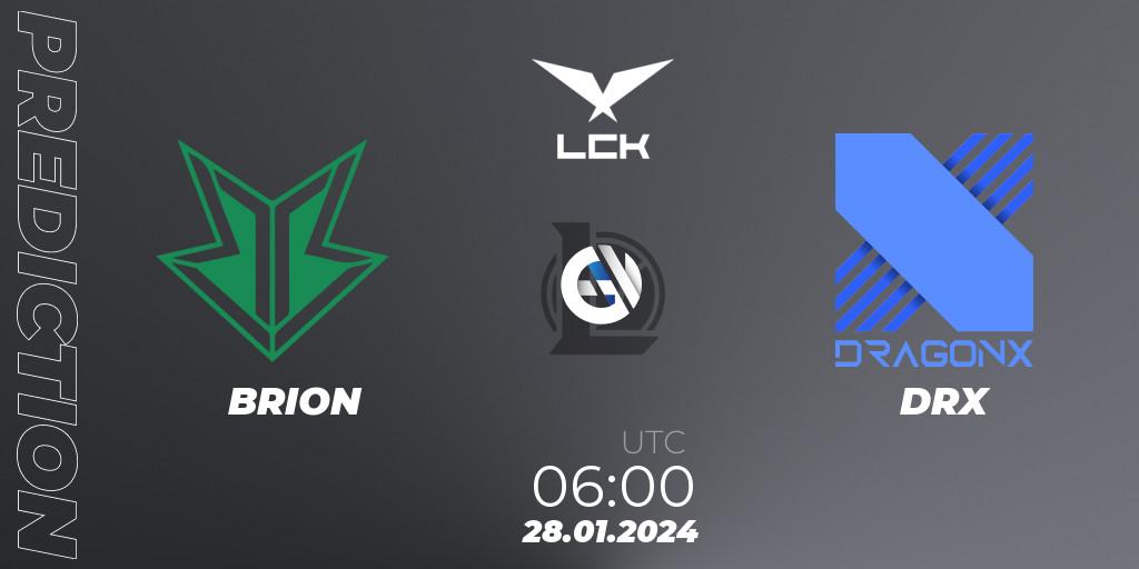 BRION - DRX: прогноз. 28.01.24, LoL, LCK Spring 2024 - Group Stage