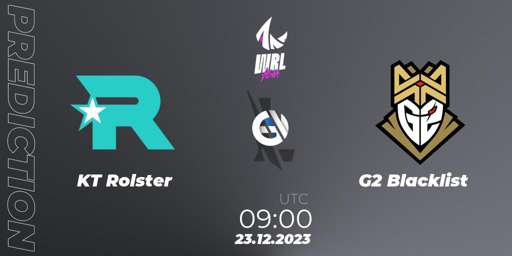 KT Rolster - G2 Blacklist: прогноз. 23.12.2023 at 09:00, Wild Rift, WRL Asia 2023 - Season 2 - Regular Season