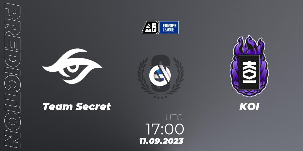 Team Secret - KOI: прогноз. 11.09.2023 at 17:00, Rainbow Six, Europe League 2023 - Stage 2