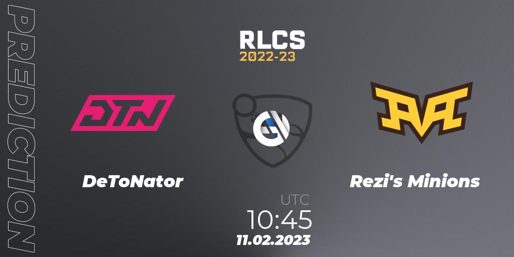 DeToNator - Rezi's Minions: прогноз. 11.02.2023 at 10:45, Rocket League, RLCS 2022-23 - Winter: Asia-Pacific Regional 2 - Winter Cup