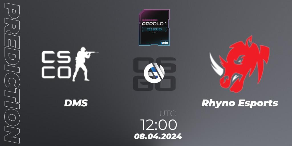 DMS - Rhyno Esports: прогноз. 08.04.2024 at 12:00, Counter-Strike (CS2), Appolo1 Series: Phase 1