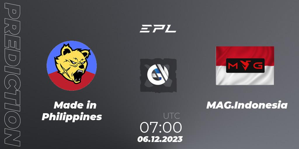Made in Philippines - MAG.Indonesia: прогноз. 06.12.2023 at 07:00, Dota 2, EPL World Series: Southeast Asia Season 1