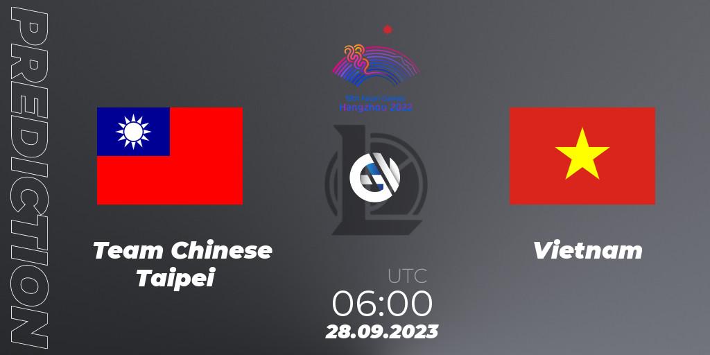 Team Chinese Taipei - Vietnam: прогноз. 28.09.2023 at 06:00, LoL, 2022 Asian Games