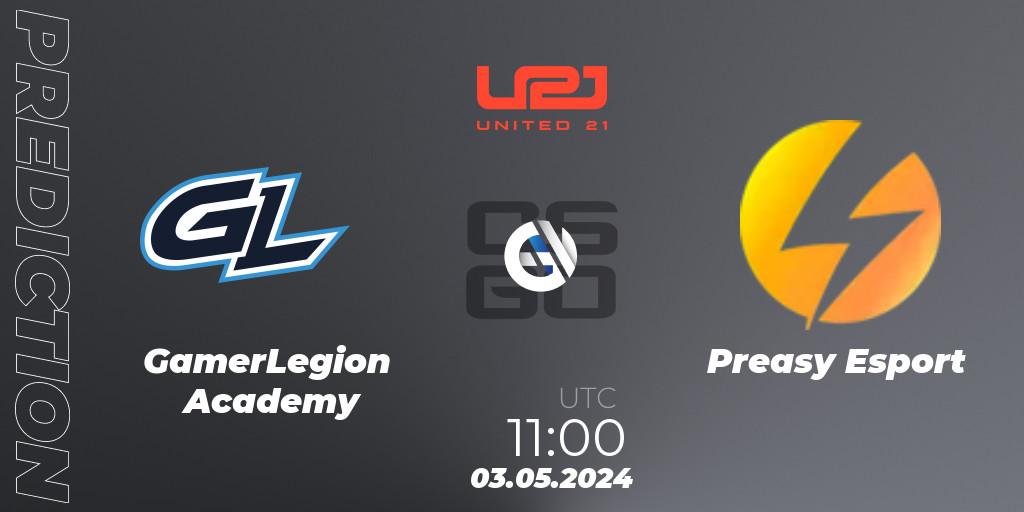 GamerLegion Academy - Preasy Esport: прогноз. 03.05.2024 at 11:00, Counter-Strike (CS2), United21 Season 15