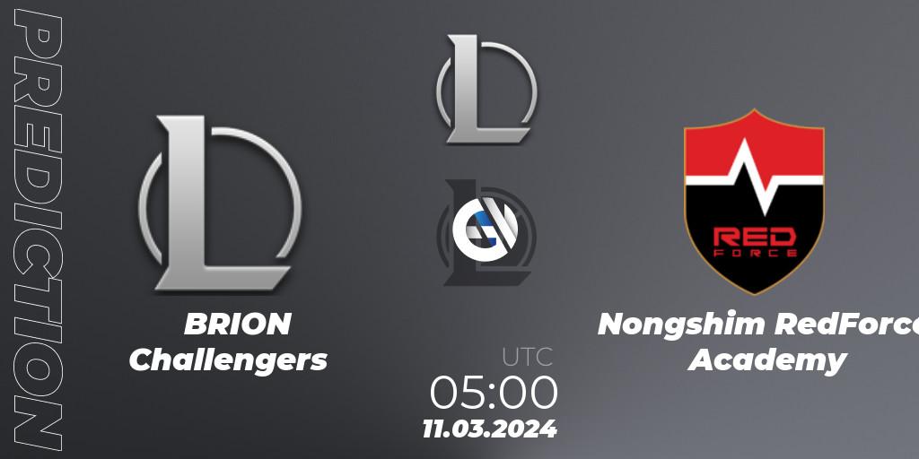 BRION Challengers - Nongshim RedForce Academy: прогноз. 11.03.2024 at 05:00, LoL, LCK Challengers League 2024 Spring - Group Stage