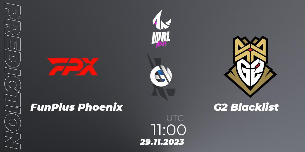 FunPlus Phoenix - G2 Blacklist: прогноз. 29.11.2023 at 11:00, Wild Rift, WRL Asia 2023 - Season 2 - Regular Season