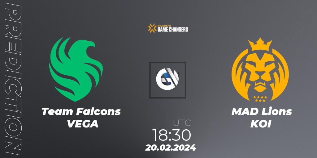 Team Falcons VEGA - MAD Lions KOI: прогноз. 20.02.2024 at 17:50, VALORANT, VCT 2024: Game Changers EMEA Stage 1