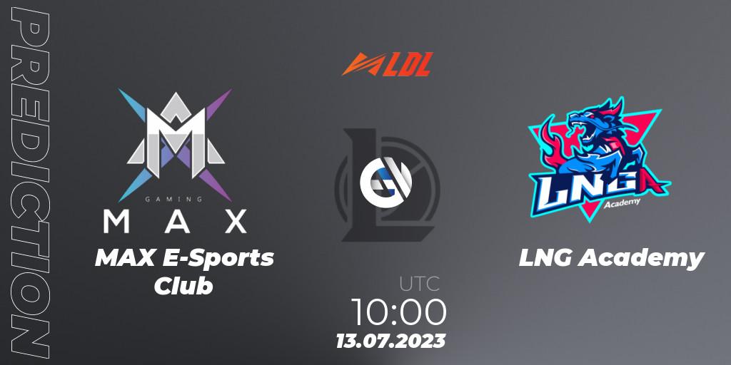 MAX E-Sports Club - LNG Academy: прогноз. 13.07.2023 at 11:00, LoL, LDL 2023 - Regular Season - Stage 3