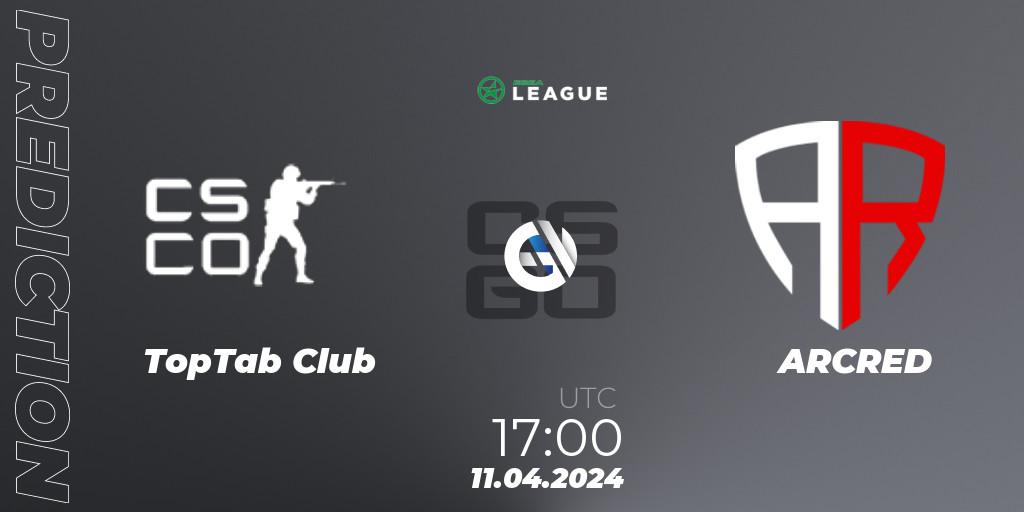 TopTab Club - ARCRED: прогноз. 11.04.2024 at 17:00, Counter-Strike (CS2), ESEA Season 49: Advanced Division - Europe