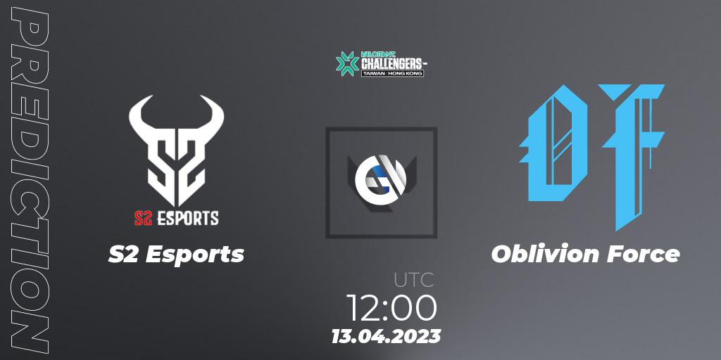 S2 Esports - Oblivion Force: прогноз. 13.04.2023 at 12:00, VALORANT, VALORANT Challengers 2023: Hong Kong & Taiwan Split 2 - Group stage