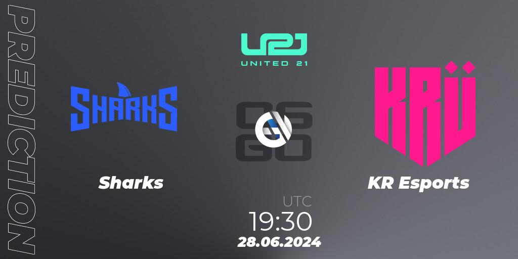 Sharks - KRÜ Esports: прогноз. 28.06.2024 at 20:50, Counter-Strike (CS2), United21 South America Season 1