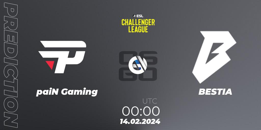 paiN Gaming - BESTIA: прогноз. 14.02.2024 at 00:00, Counter-Strike (CS2), ESL Challenger League Season 47: South America