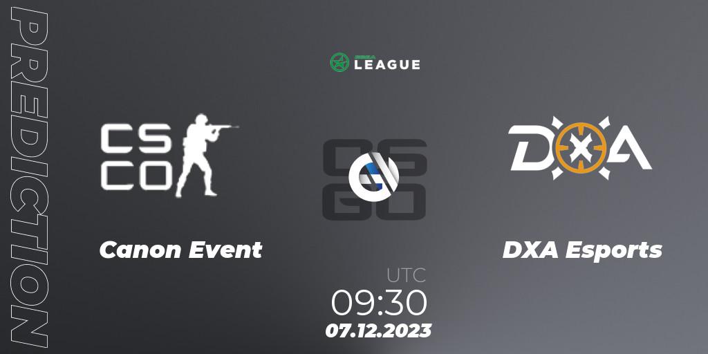 Canon Event - DXA Esports: прогноз. 07.12.2023 at 10:00, Counter-Strike (CS2), ESEA Season 47: Open Division - Oceania