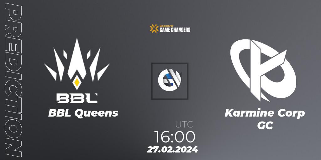 BBL Queens - Karmine Corp GC: прогноз. 27.02.2024 at 16:00, VALORANT, VCT 2024: Game Changers EMEA Stage 1