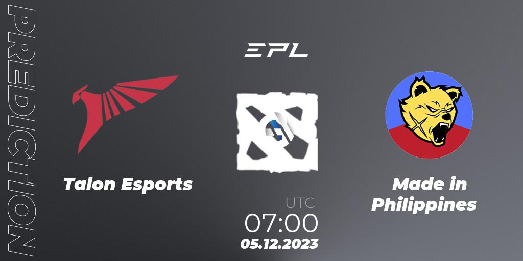 Talon Esports - Made in Philippines: прогноз. 05.12.2023 at 07:05, Dota 2, EPL World Series: Southeast Asia Season 1